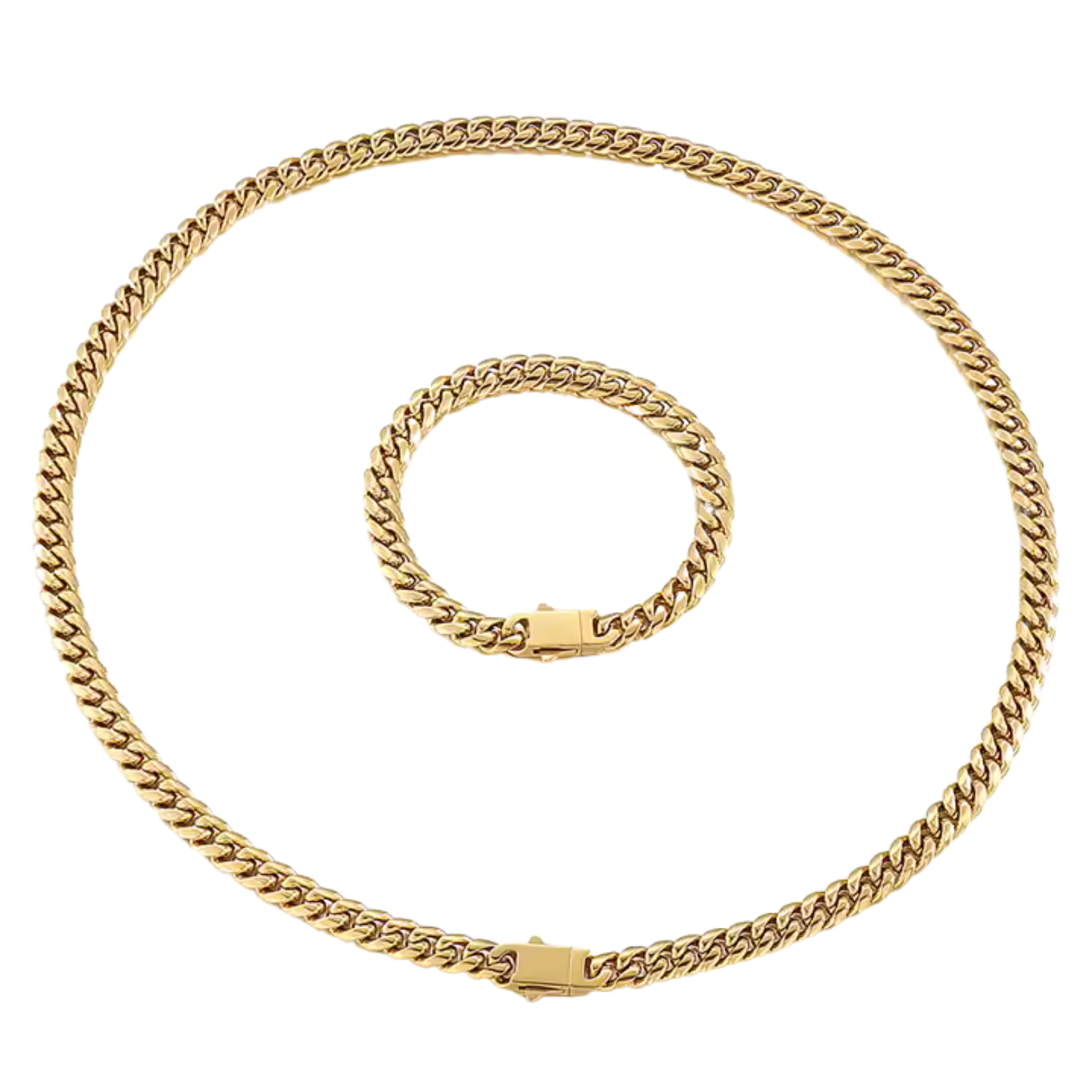 Set Colier + Brățară Cuban, Placat cu Aur 14k