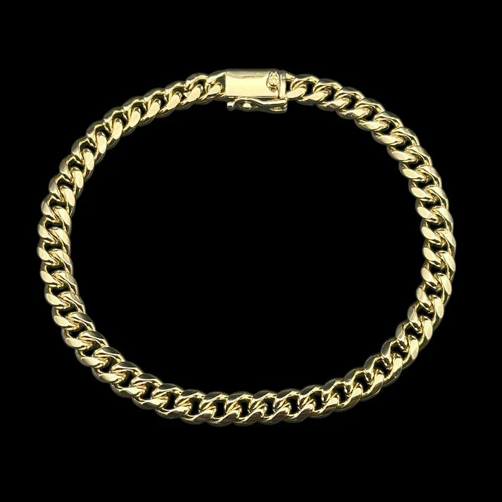 Set Colier + Brățară Cuban, Placat cu Aur 14k
