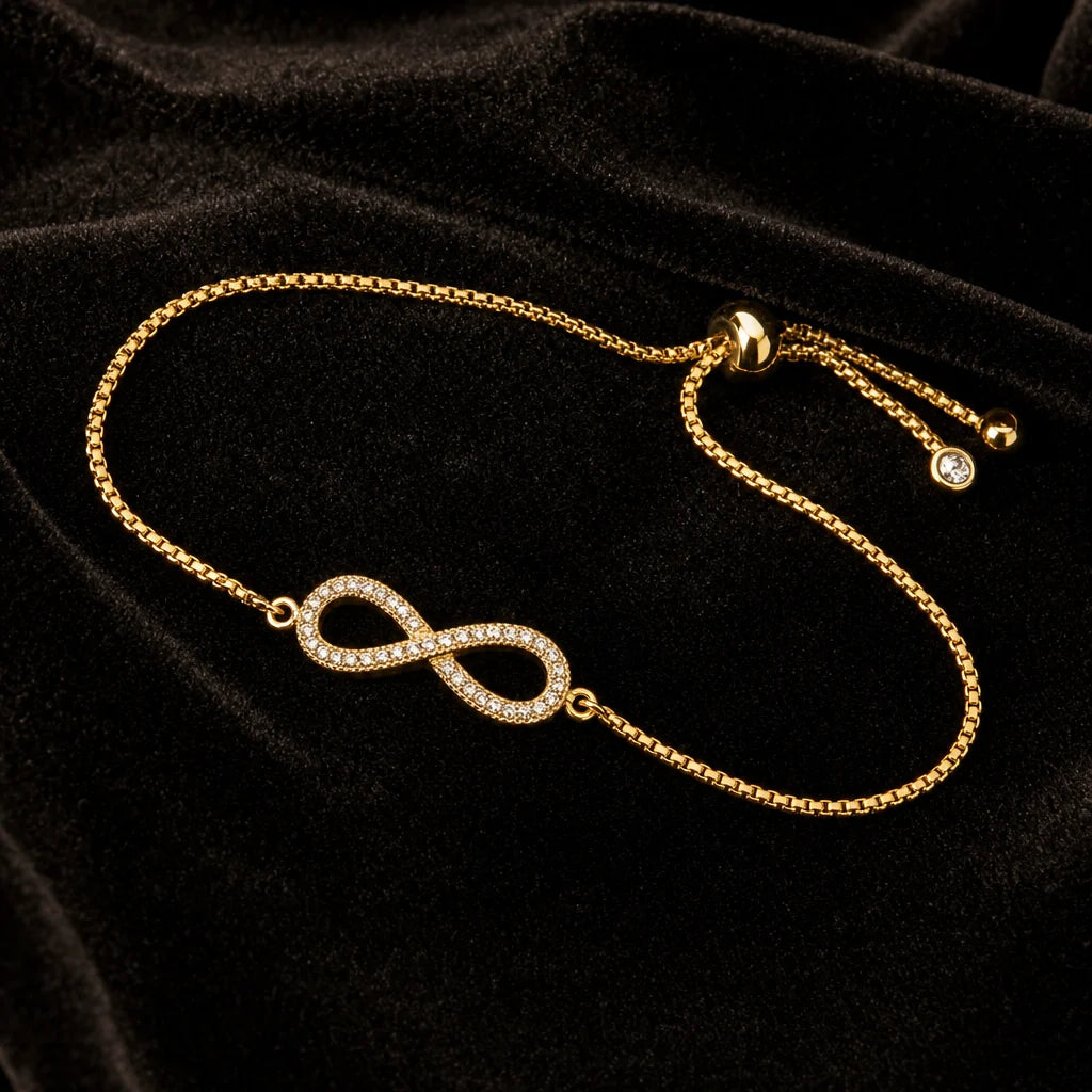 Bratara Reglabilǎ Infinity Placat cu Aur 14K