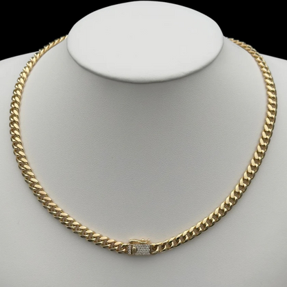 Set Colier + Brățară Cuban, Placat cu Aur 14k