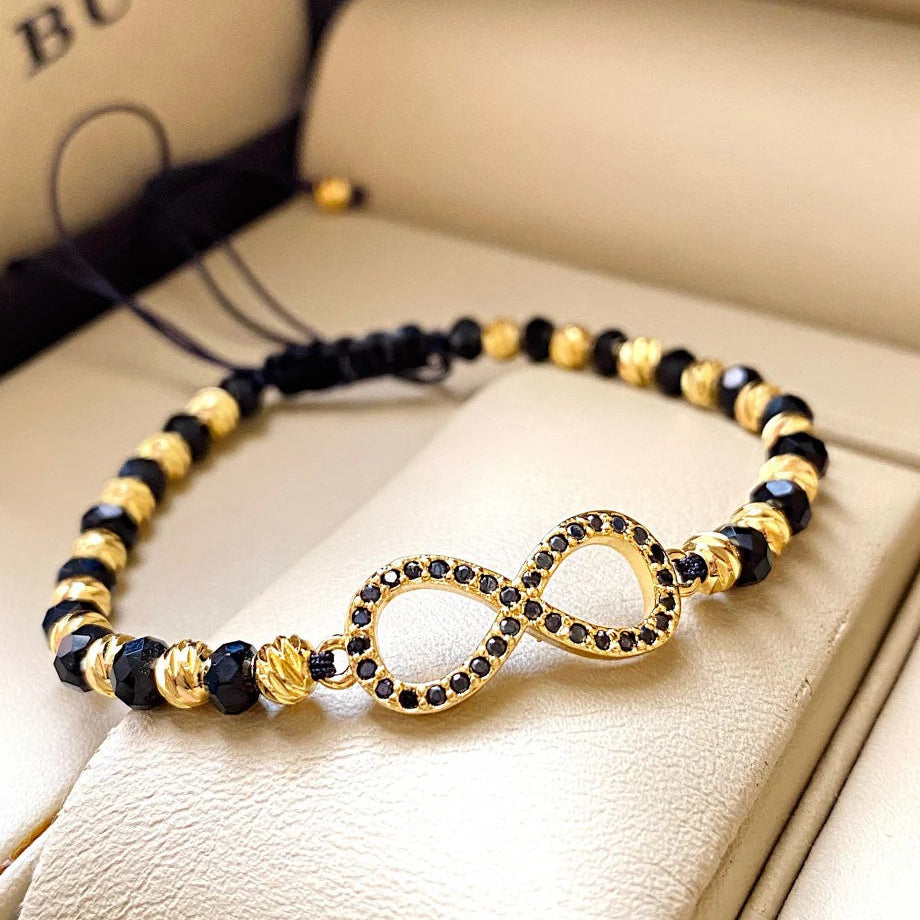 Brățara Reglabilă Infinity Black-Gold ♾️