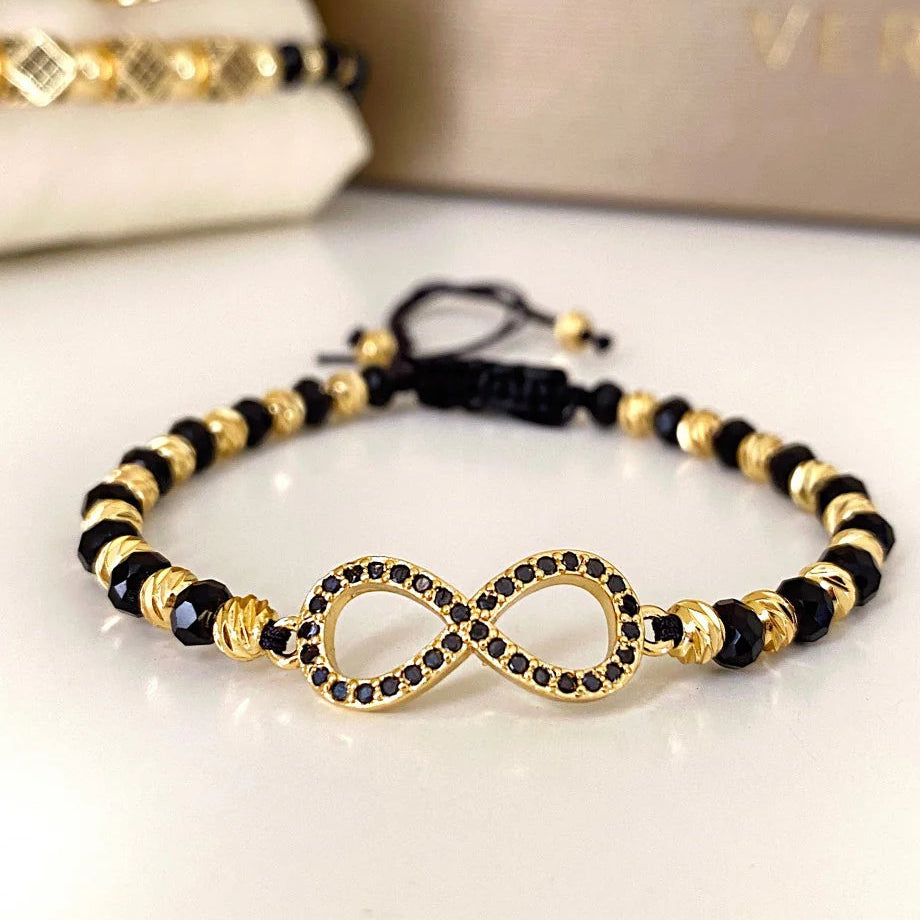 Brățara Reglabilă Infinity Black-Gold ♾️