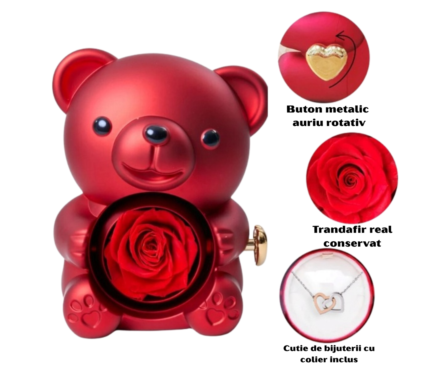 Colier INIMI și cutie pentru bijuterii în formă de urs 💖🐻