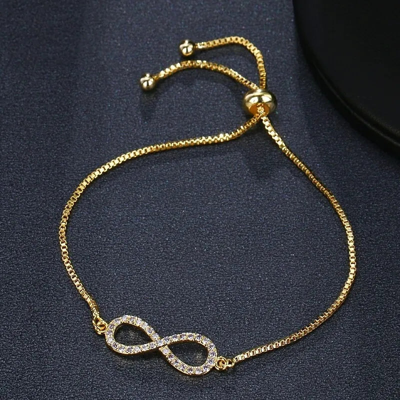 Bratara Reglabila Infinity Placat cu Aur 14K