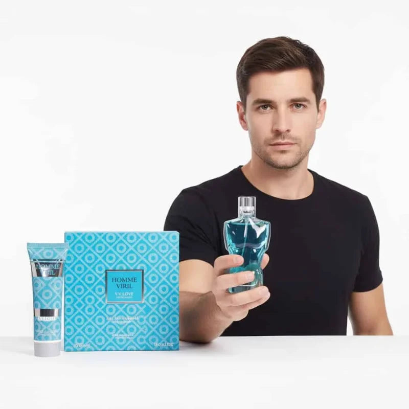 Set Cadou Homme Viril pentru Bărbați – Parfum Fresh și Îngrijire, 2 Piese
