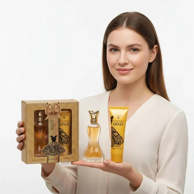 Set Cadou Luxe Gold pentru Femei – Parfum 100 ml + Cremă de Corp 200 ml