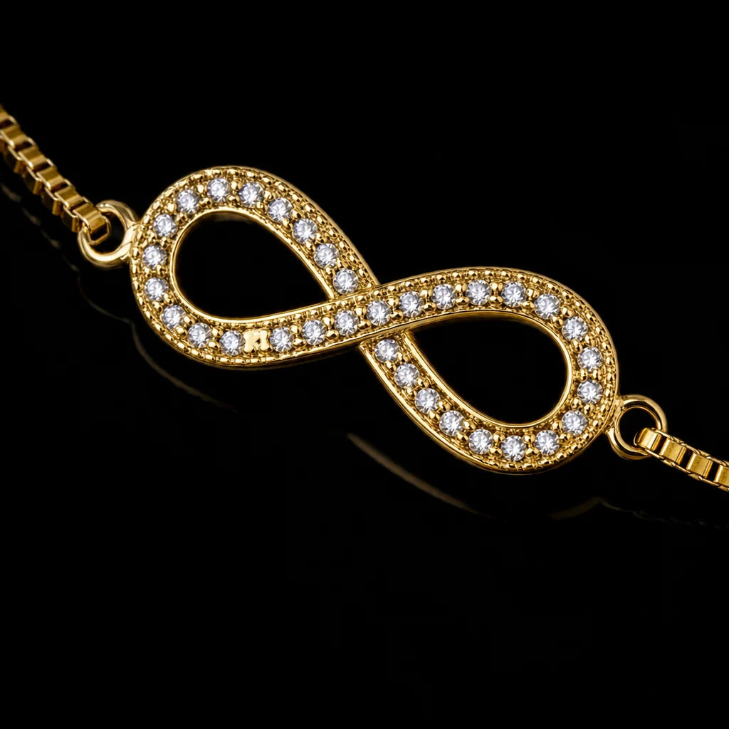 Bratara Reglabilǎ Infinity Placat cu Aur 14K