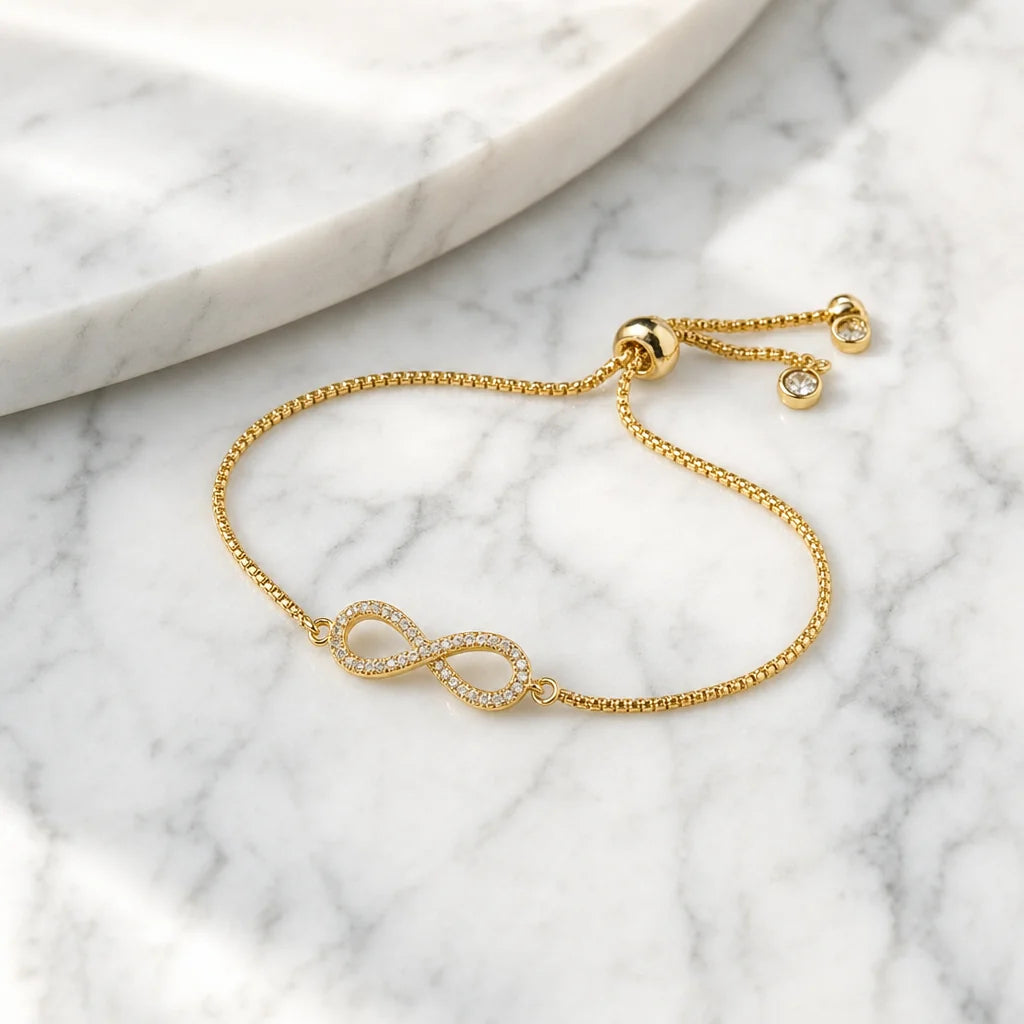 Bratara Reglabilǎ Infinity Placat cu Aur 14K