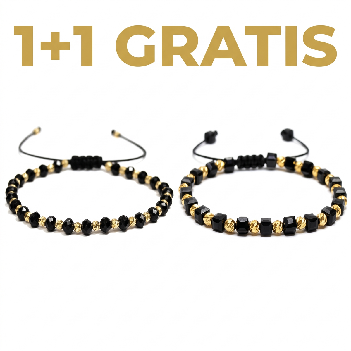 1+1 GRATIS - Brățara Reglabilă Negru Aurie Set 2 Brățǎri