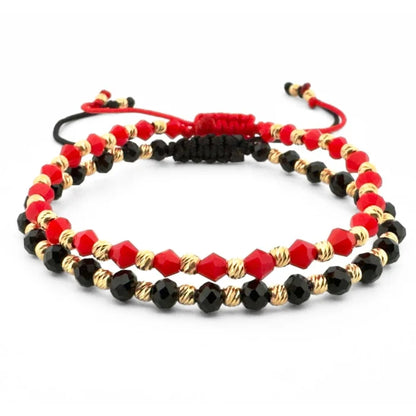 Set 2 brǎțǎri reglabile Black &amp; Red Gold - Placate cu Aur 14K
